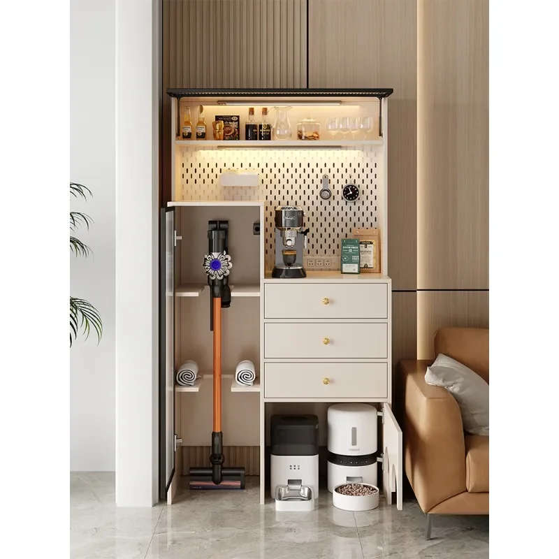 Side Cabinet Sweeping Robot Shelf, Vacuum Cleaner Mopping Machine Cat Pet Supplies Cat Food Storage Cabinet