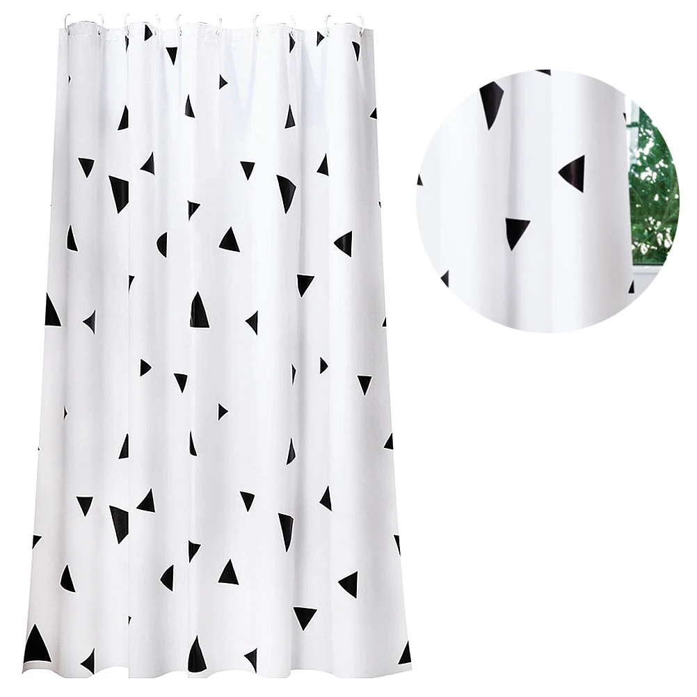 

1 set Waterproof Shower Curtain Material Simple Color Bath Privacy Easy Installation Home Hotel Bathroom Accessories