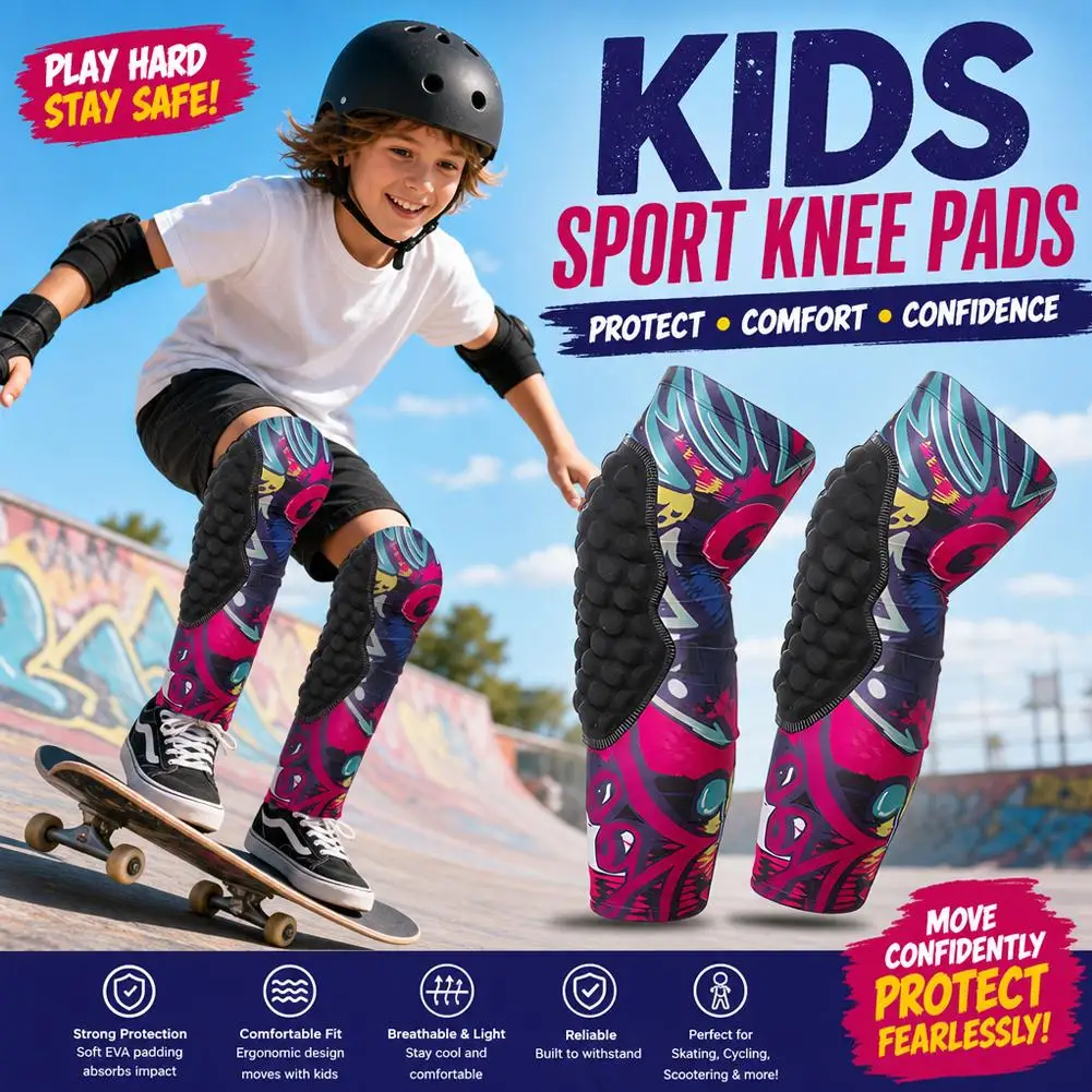 Kids Thin Sports Knee Elbow Pads Set Breathable EVA Anti Fall Protective Gear For Football Running Cycling Support Sleeve