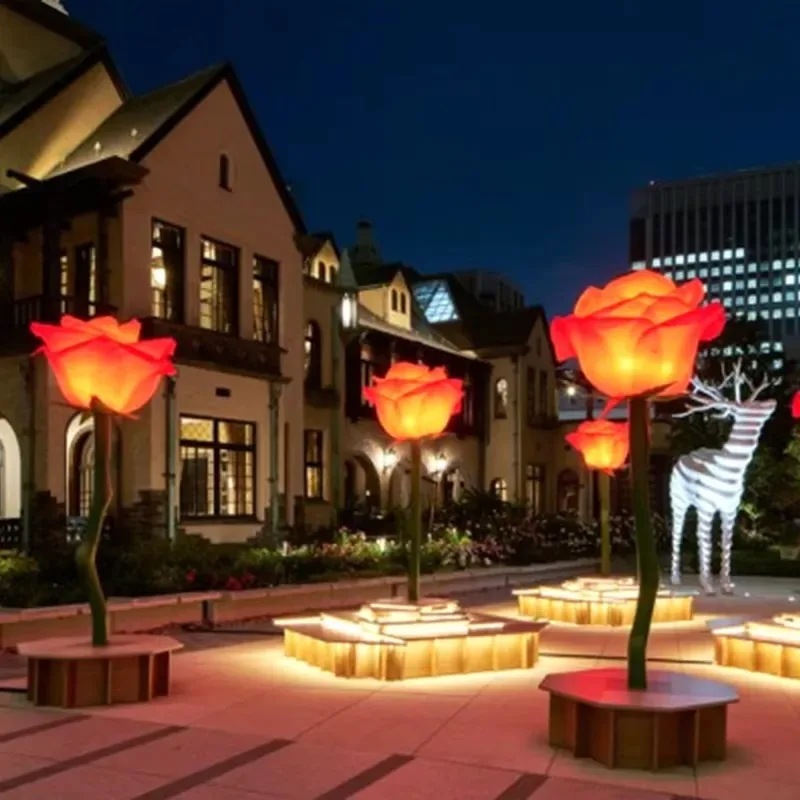Outdoor Rose Lighting Sculpture Landscape Light for Park Hotel Shopping Mall Green Space Creative Decoration
