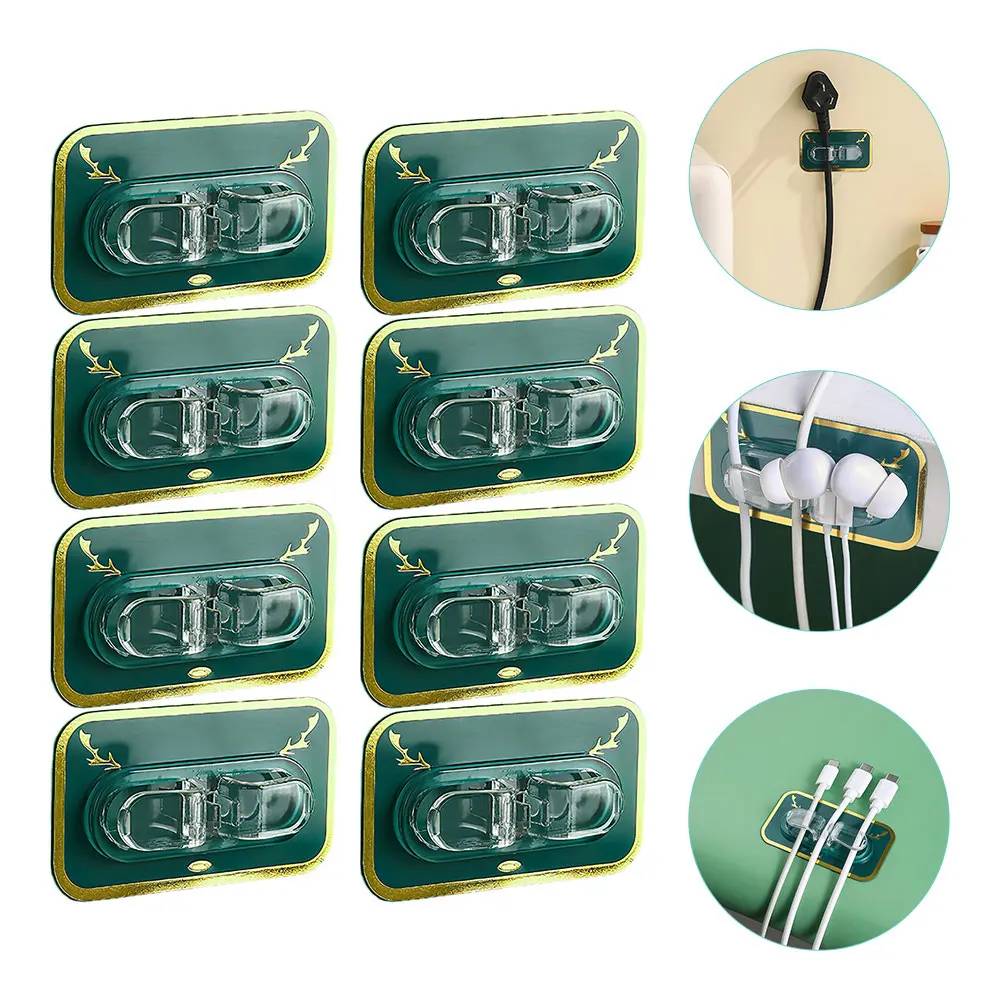 

8pcs Cable Adhesive Wire Holders Desktop Organizer Green Cord Desktop Wire Organizer Keepers for Cables Power Holder