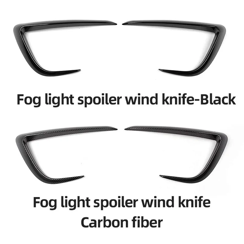 Front Fog Lamp Trim for Tesla Model Y Bumper Cover Wind Knife ABS Carbon Fiber Look Blade Trim Light Eyebrow Spoiler Decoration