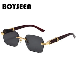 BOYSEEN Unisex Rimless Sunglasses Man Woman Fashion Gradient Sun Glasses Eyewear Retro Luxury Brand Designer Traveling Shades UV