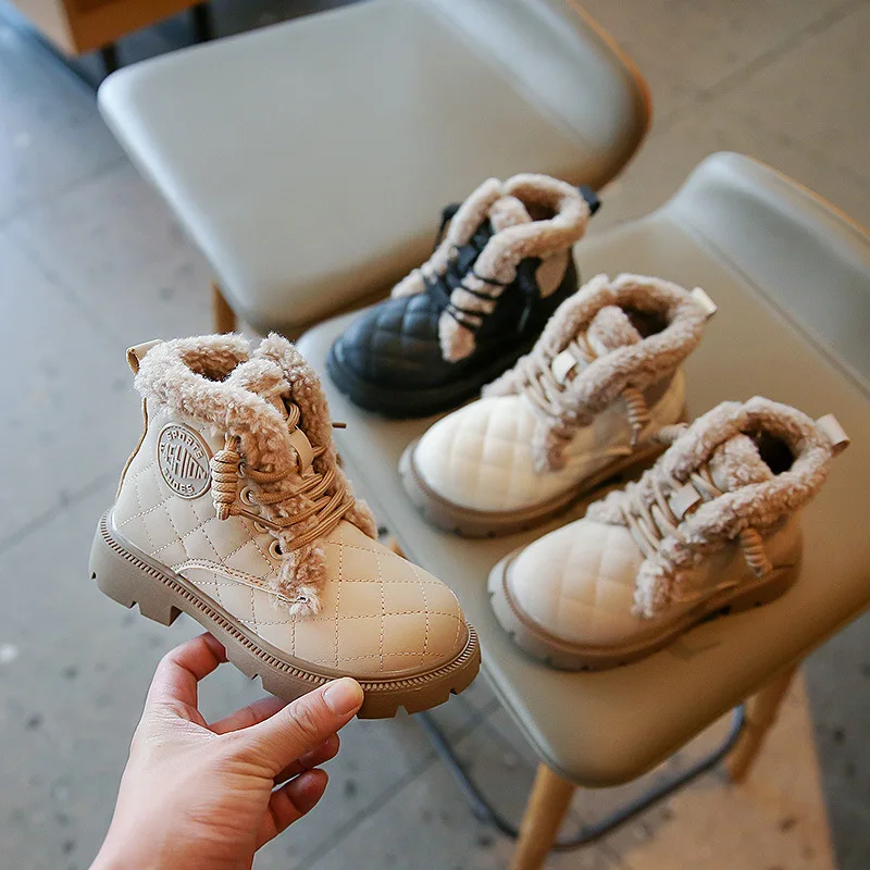 

Children Casual Shoes Autumn Winter Snow Boots Boys Shoes Fashion Leather Soft Antislip Girls Boots 21-30 Sport Running Shoes