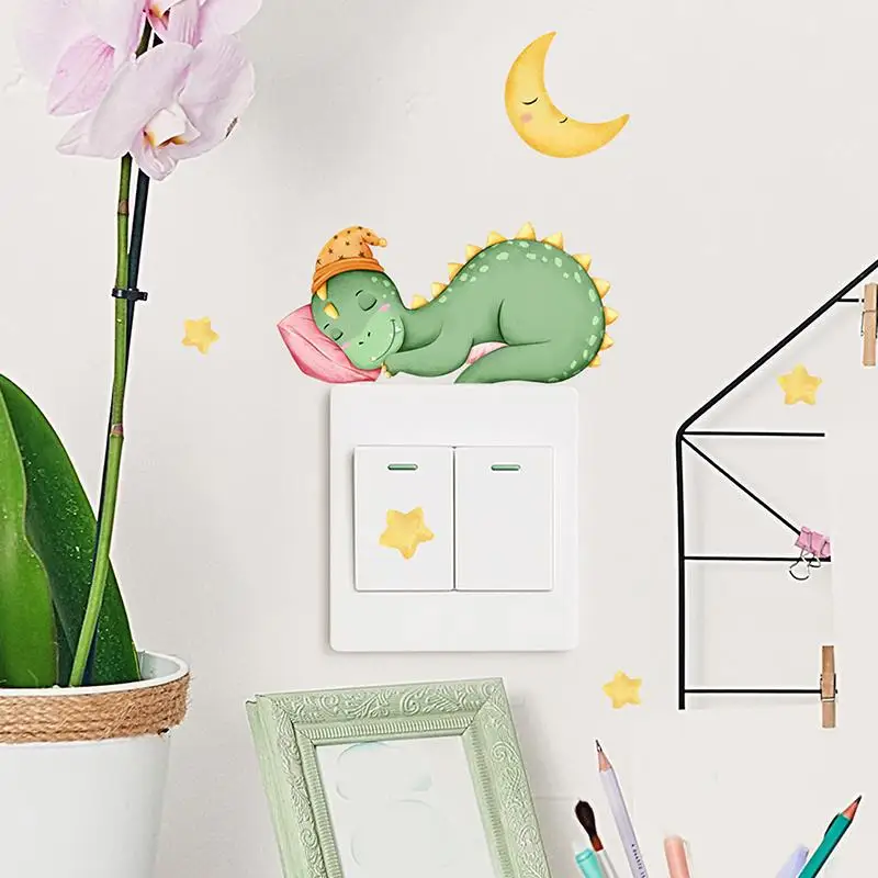 Hot Sale Glow-in-the-dark Dinosaur, Sun, And Moon Light Switch Stickers For Bedroom And Living Room Decorative Walls.