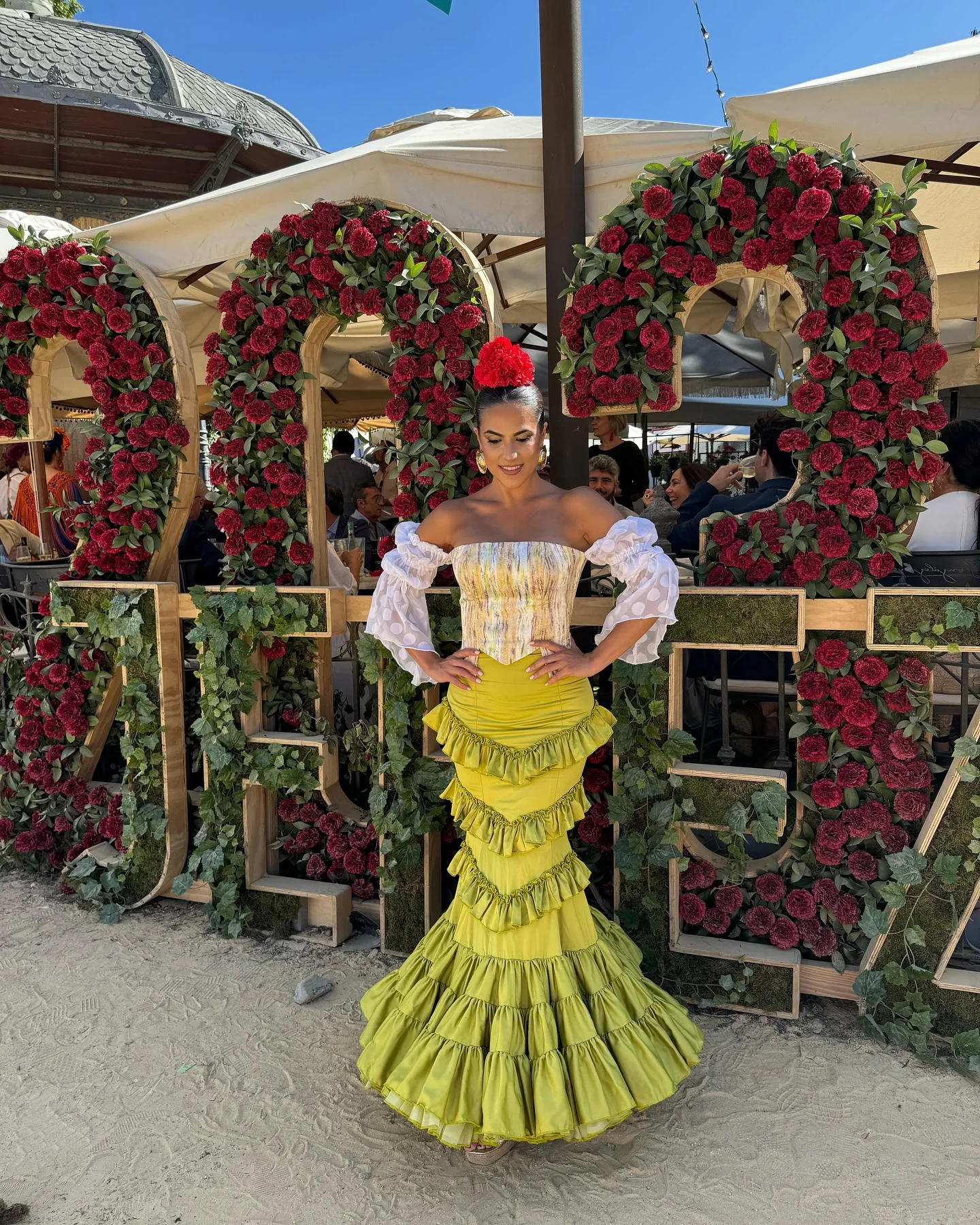 أنيق الليمون الأخضر حورية البحر تنورة الإسبانية الكشكشة التفتا التنانير الرسمية للحفلات طول الأرض المتدرج سيدة حفلة موسيقية تنورة سهره