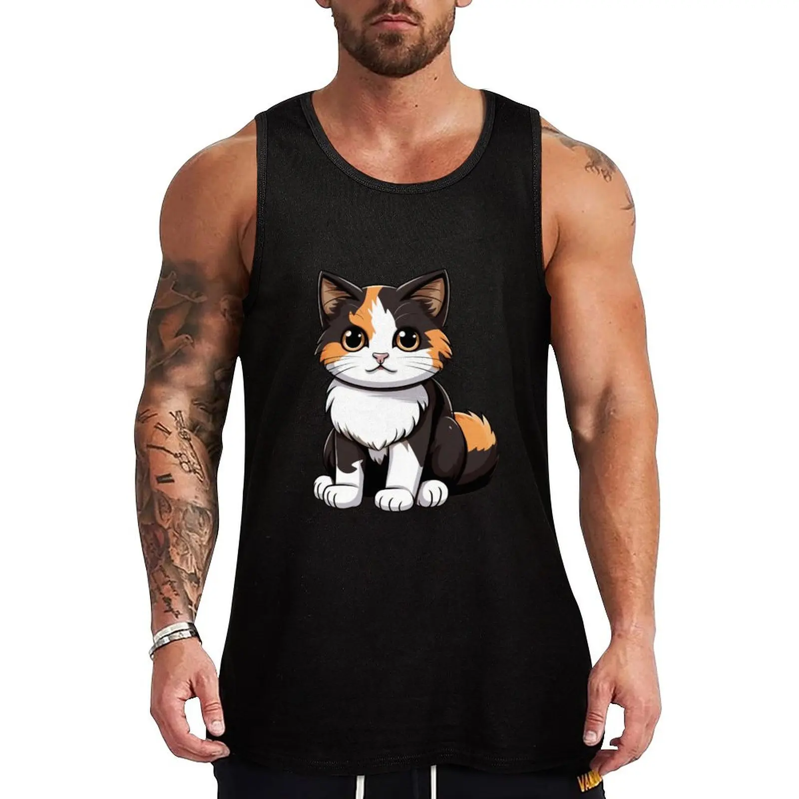 Whiskered Charm: Adorable Calico Cat Artistry Tank Top summer 2025 sleeveless shirts clothing men sleeveless shirt man