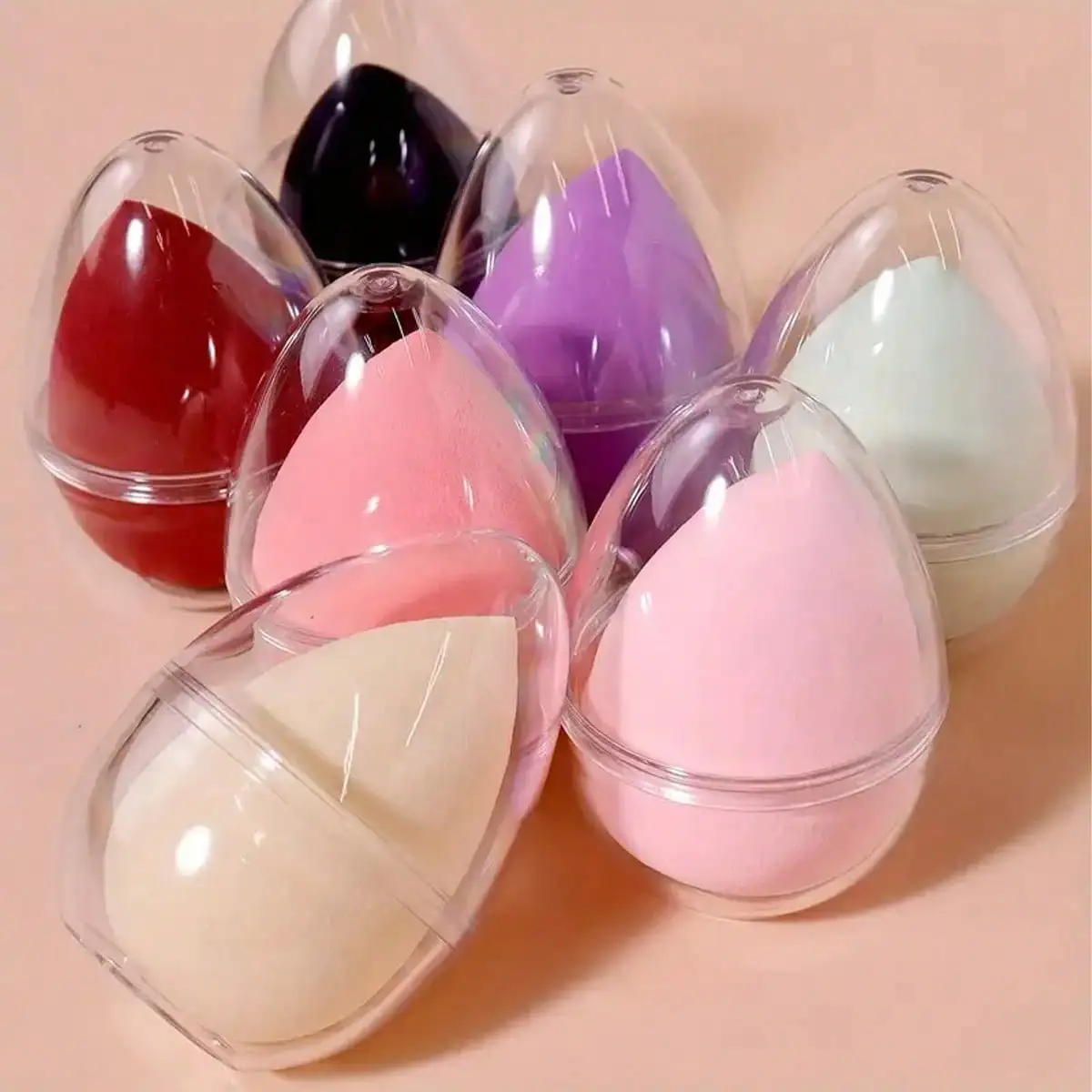 1 Makeup Sponge With Storage Box, 2 Powder Puff Sets, Beauty Egg + Storage Box Set Portable Makeup Sponge For Daily Makeup,Makeup,Cheap,Room Decor,Vanity,Travel,Bedroom,Makeup Accessories,Puff,Makeup Blender,Powder Puff,Makeup Sponge,Cheap,Stocking Stuffe