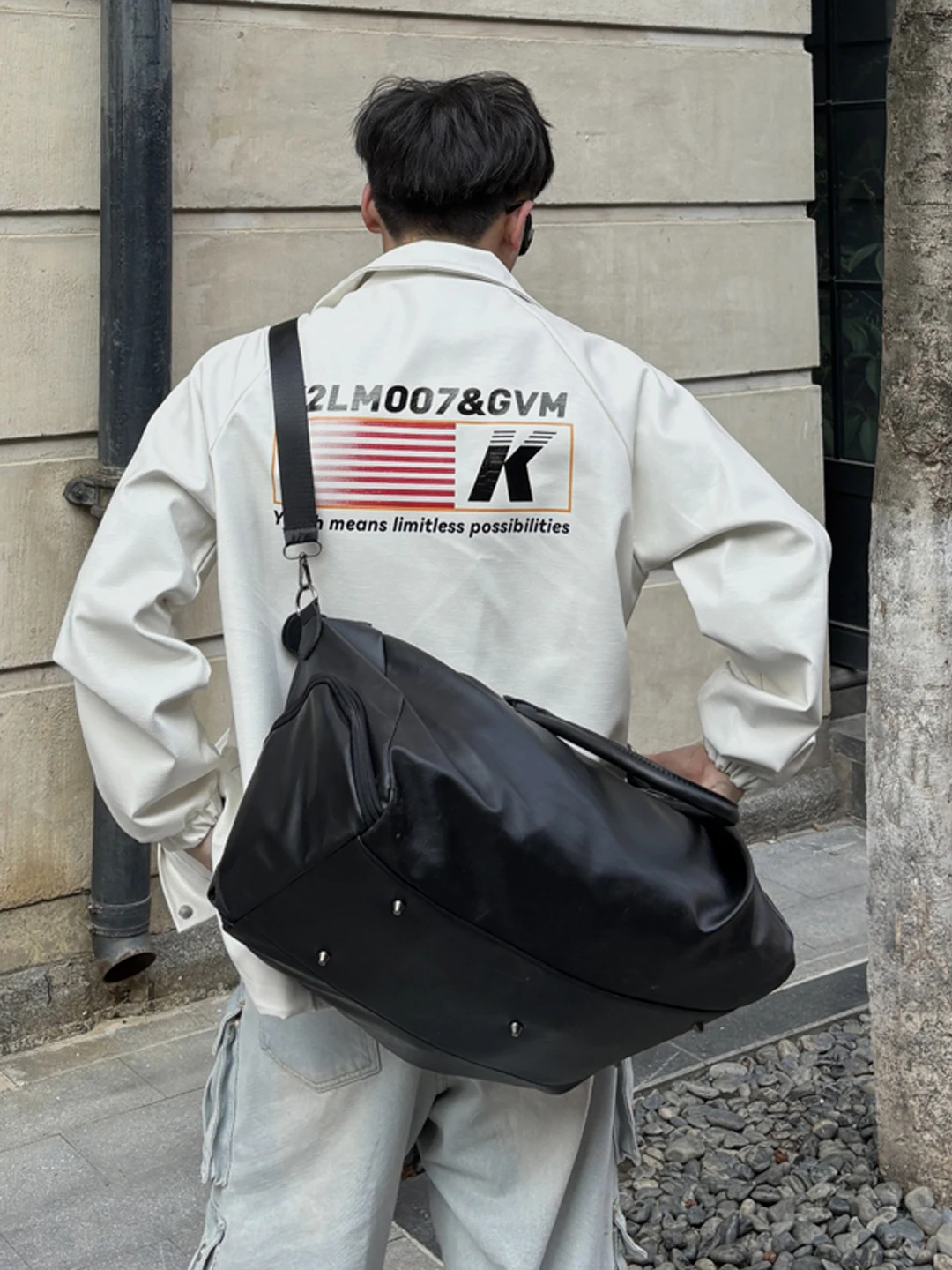 

NIN Underarm Retro Large Capaci Tote Bag ex Casual Travel Fitn Bapa Trendy Single Strap Square ape PU Bag