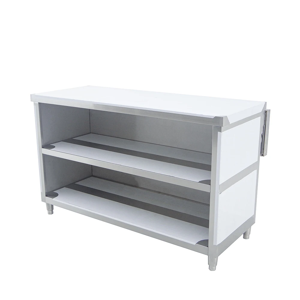 New Design Stainless Steel Table with Cabinet Two Layers Commercial Kitchen Storage Cabinet for Hotel Restaurant Supermarket