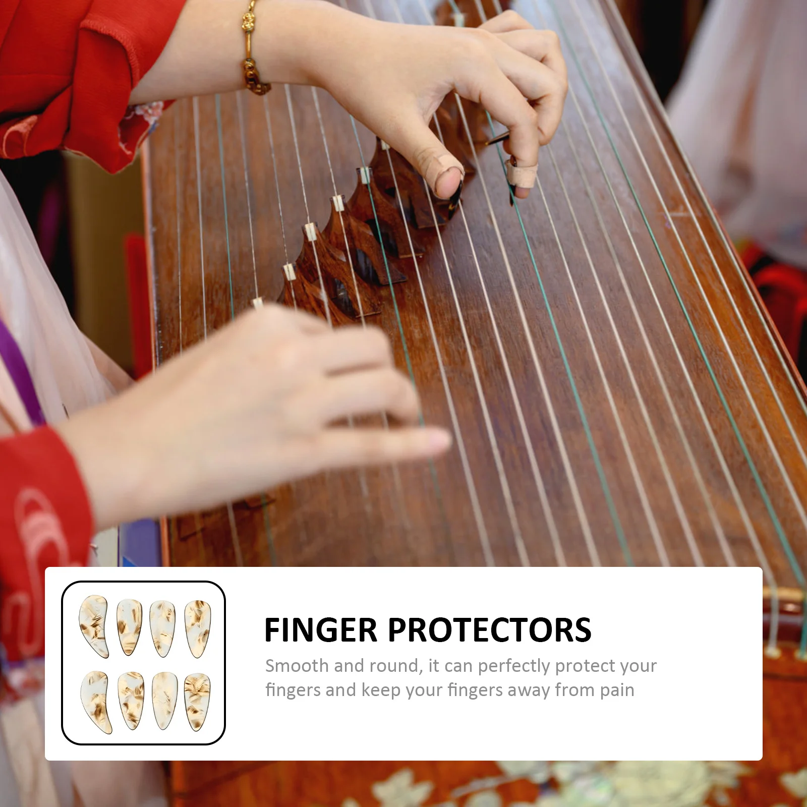 

8 Pcs Guzheng Nails Finger Protectors for Practice Oval Caps Chinese Fingernail Polymer Zither Beginners