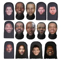 3D Printed Full Face Seamless Kanye Face Mask Celebrity Face Men Party Supplies Cosplay Props Novel Hip Hop Fashion Hood