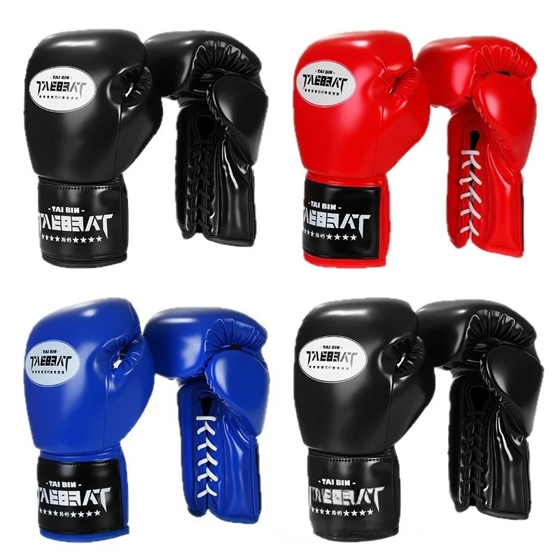 

Lace-Up Boxing Gloves Premium PU Thickened Lining Muay Thai Boxing Fitness Training Gloves Boxing Training Accessories
