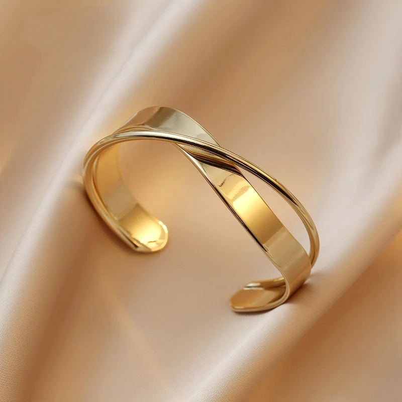 Fashion Mobius Loop Cross Metal Bracelets For Women Men Gold Silver Couple Holiday Gift Bracelet Party Everyday Jewelry