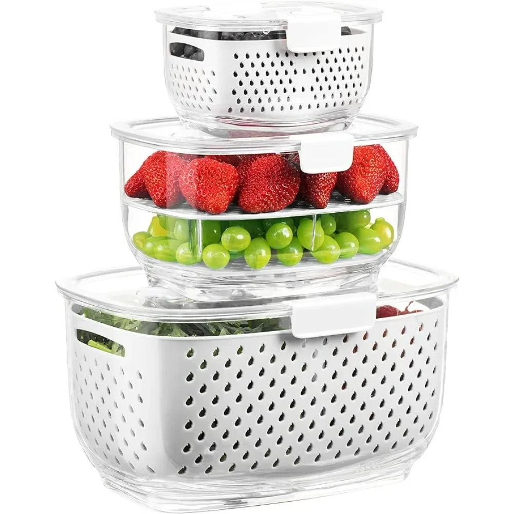 

Storage Container, Partitioned Salad Container, Fridge Organizers, Used in Storing Fruits Vegetables, White