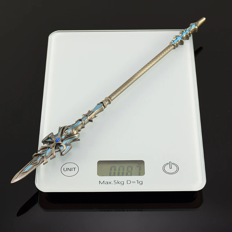 30 سنتيمتر/11.81in DoulaContinent أنيمي الأجهزة الطرفية الأزرق والفضة أفرلورد لانس فنون الدفاع عن النفس الأسلحة نماذج معدنية كاملة الحرف الحلي #5