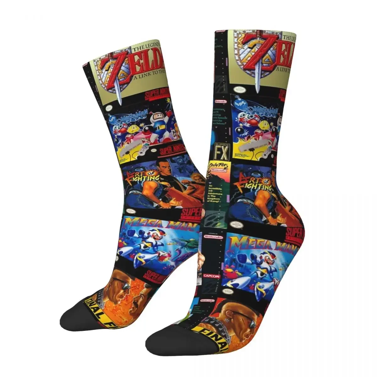 Retro Gaming Boxes Socks Harajuku Sweat Absorbing Stockings All Season Long Socks Accessories for Unisex Birthday Present