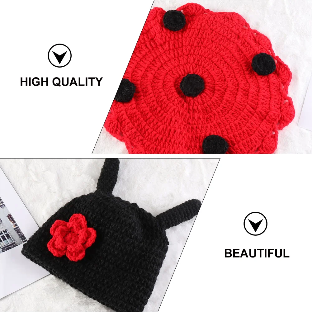 

Ladybug Cape Set Baby Photo Props Newborn Crochet Hat Prop Outfit Infants Wear Photography Studio Supplies Neutral Style Safe