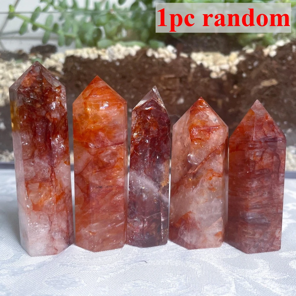 Natural Fire Quartz Pillar, Flame Quartz Tower Crystal, Decorative Item, Desk Ornaments, Home and Office Decor, Crystal Gift
