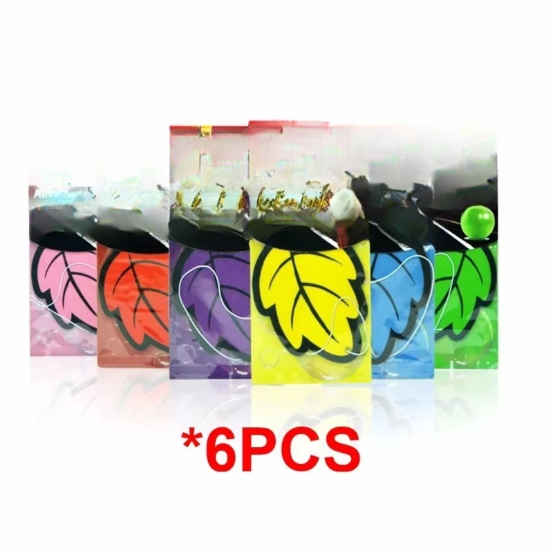 6PCS Car Air Freshener Natural Scented Tea Paper Auto Hanging Vanilla Perfume Fragrance Leaf Shape Car Accessories Interior