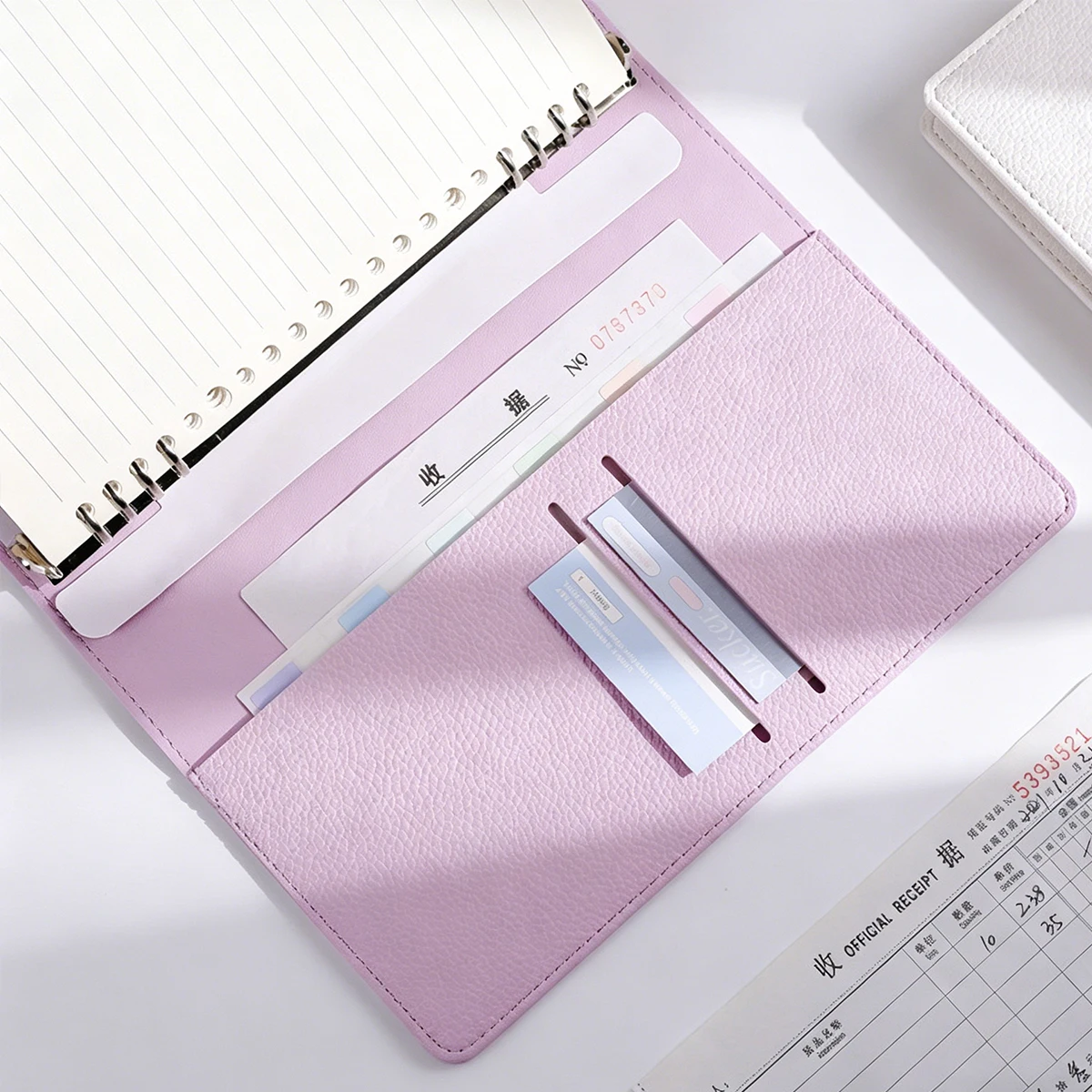 (Can Engrave Logo) A5 Loose-leaf Leather Subject Notebook, Student Notepad, Business Meeting Recordbook, Replaceable Inner Page
