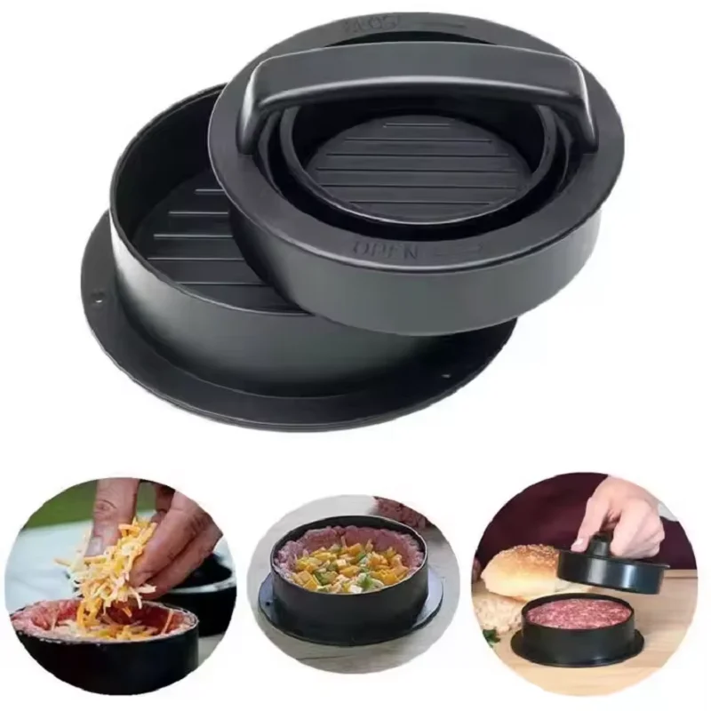 3in1 Hamburger Press Patty Maker Machine Non-Stick Maker Burger Press Meat Pie Machine Press Rice Veggie Mold Kitchen Tools - view 5