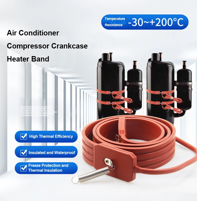 Tira de calentador de silicona para aire acondicionado, 220V, AC, ancho 15mm x largo, 370, 430, 450, 480 -1000mm de longitud, compresor, cárter