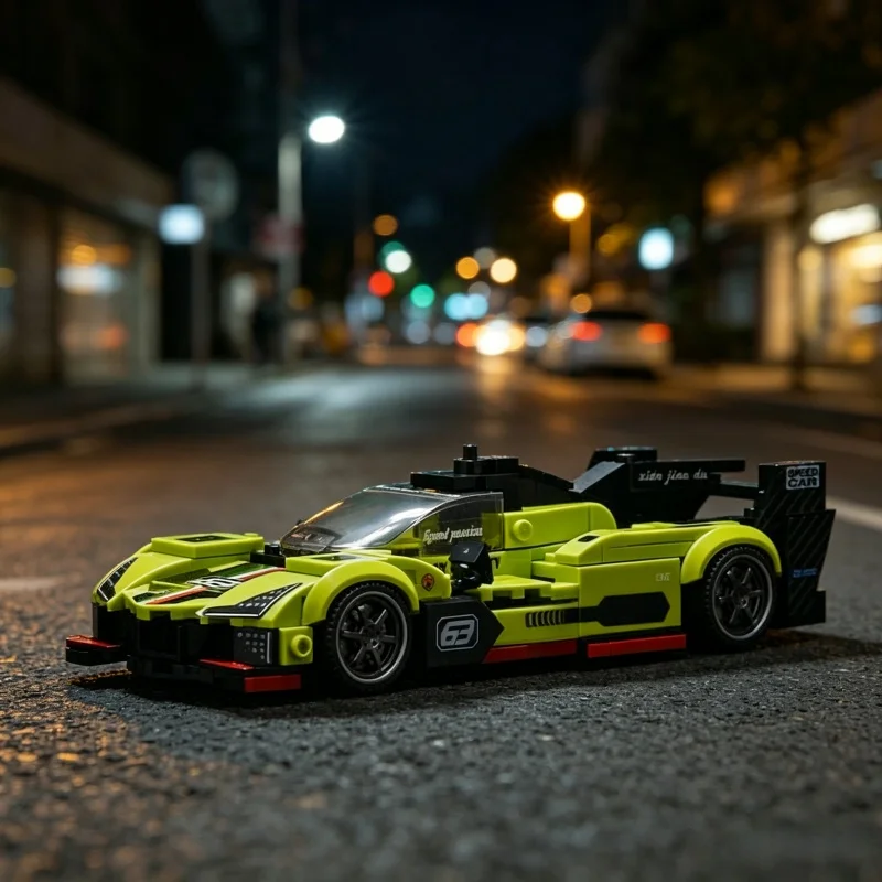 

2026 Classic Racing Car Building Block Model Fluorescent Green Sports Car Adult Stress Relief Toy Desktop Display