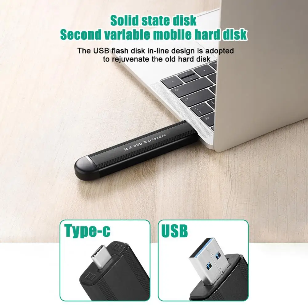 SSD Case 2 in 1 Protocol High Speed Smart Sleep B/B+M Key M.2 NVME/SATA Type-C/USB3.1 SSD Enclosure Hard Disk Box for Office