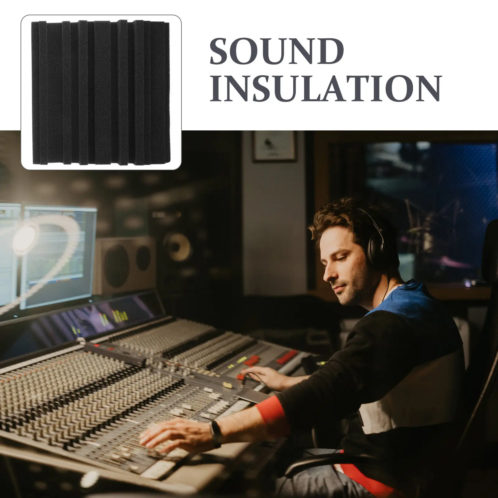 

6 шт. износостойких акустических панелей из звукоизоляционной пены для стен, студий звукозаписи, барабанных комнат, для шумопоглощения