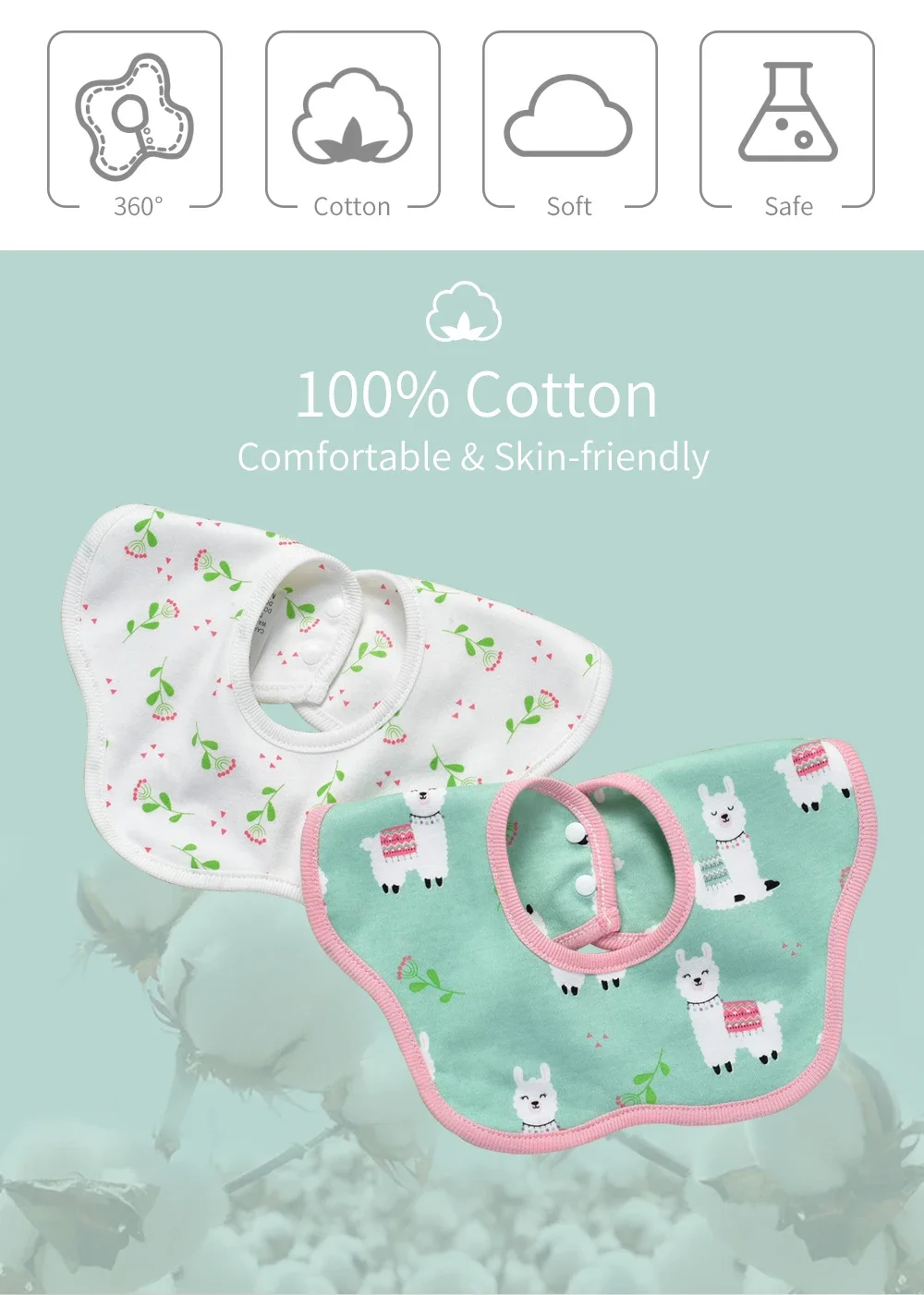 Nouveau Insular 2 pièces bavoirs pour bébé Rotation à 360 degrés mousseline bébé enfants Bandana rot tissu doux nouveau-né infantile salive serviette bébé trucs