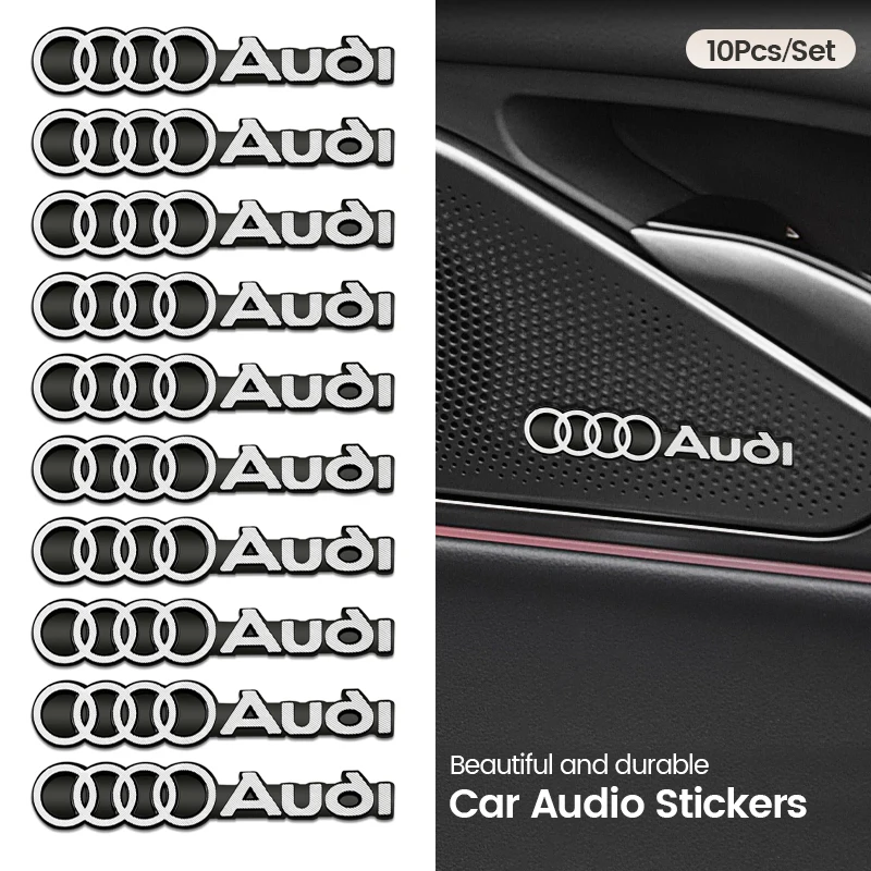 10pcs car audio decorate 3D Aluminum Badge Emblem Sticker For Audi Sline A4 TT A6 A3 A8 Q3 Q5 Q7 Q8 Car Accessories