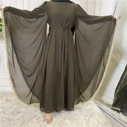 Women Eid Muslim Dress Abaya Ramadan Morocco Dresses Dubai Abayas Kaftan Vestidos Arab Long Robe Lace Patchwork Belt Modest