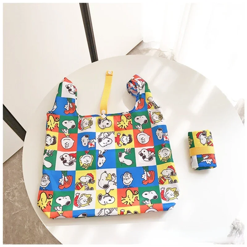 Snoopy-Bolso de compras plegable de Anime para mujer, bolsa de comestibles ecológica, de gran capacidad, portátil, reutilizable, de viaje