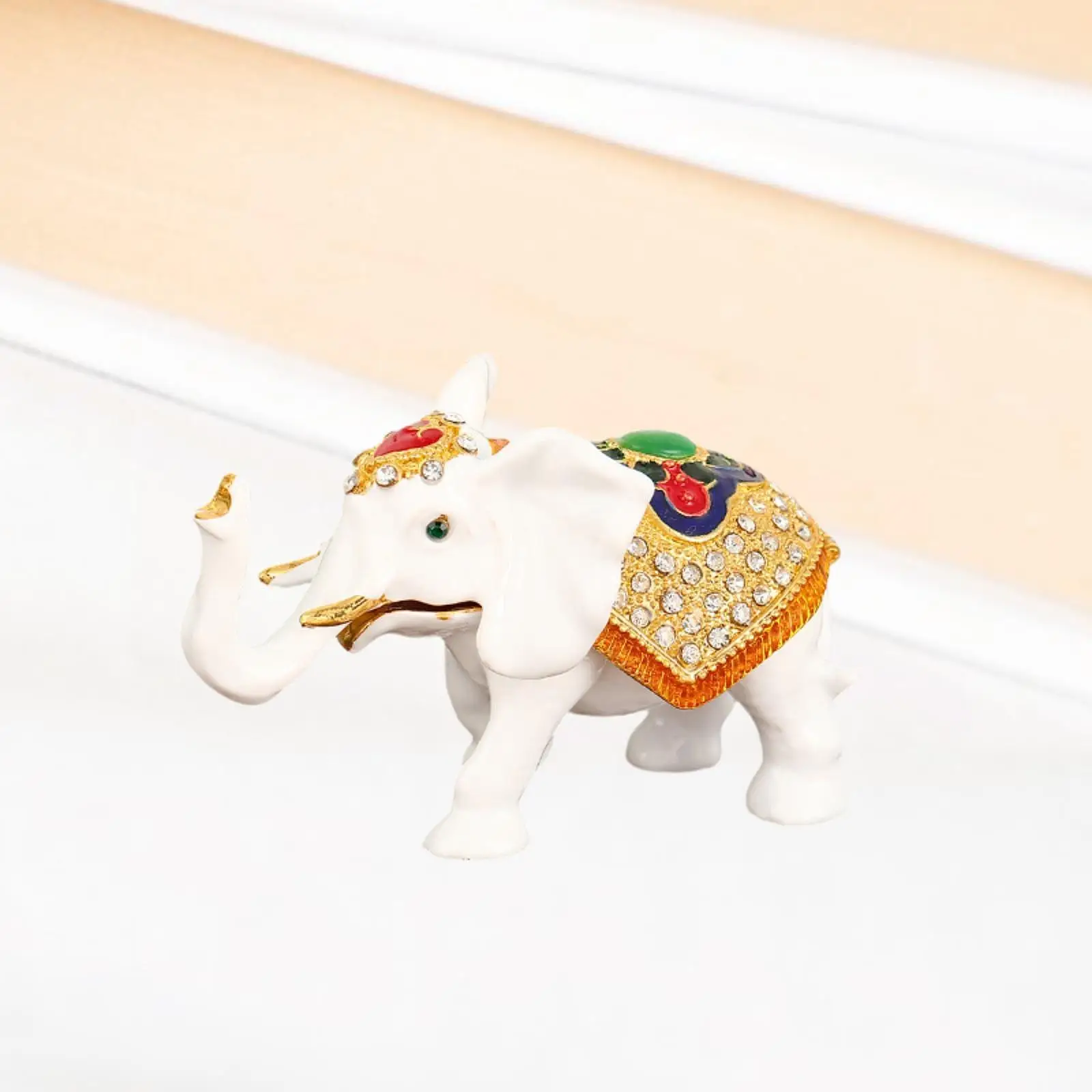 Metal Elephant Jewelry Organizer Case Hinged Trinket Box for Women Necklace Earring Ring Holder Desk Decor