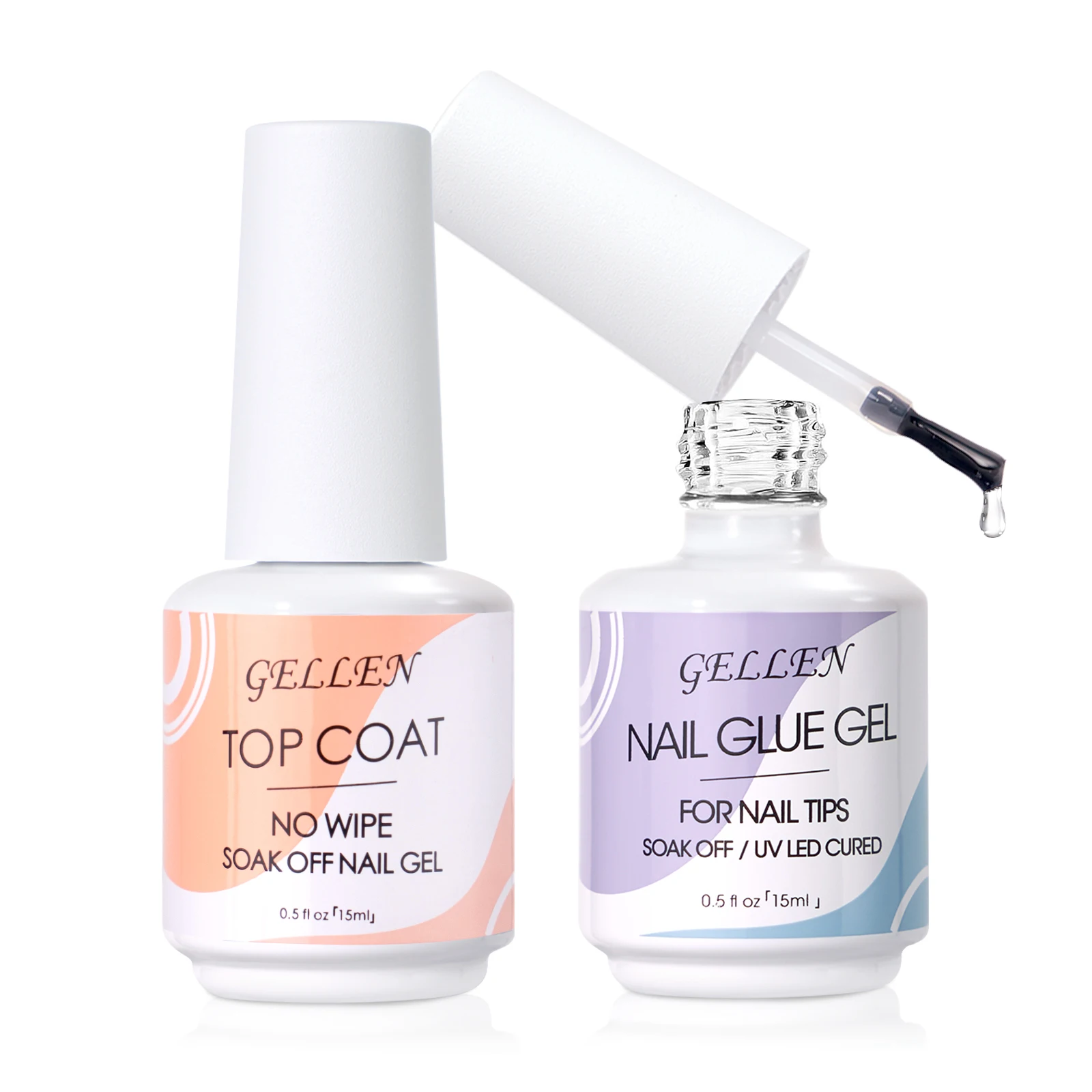 15ml No-Wipe Top Coat 5-in-1 Nagelkleber-Gel Professioneller Klebstoff für Acrylnägel, Künstliche Spitzen, Aufdrücknägel, Salon-DIY-Maniküre