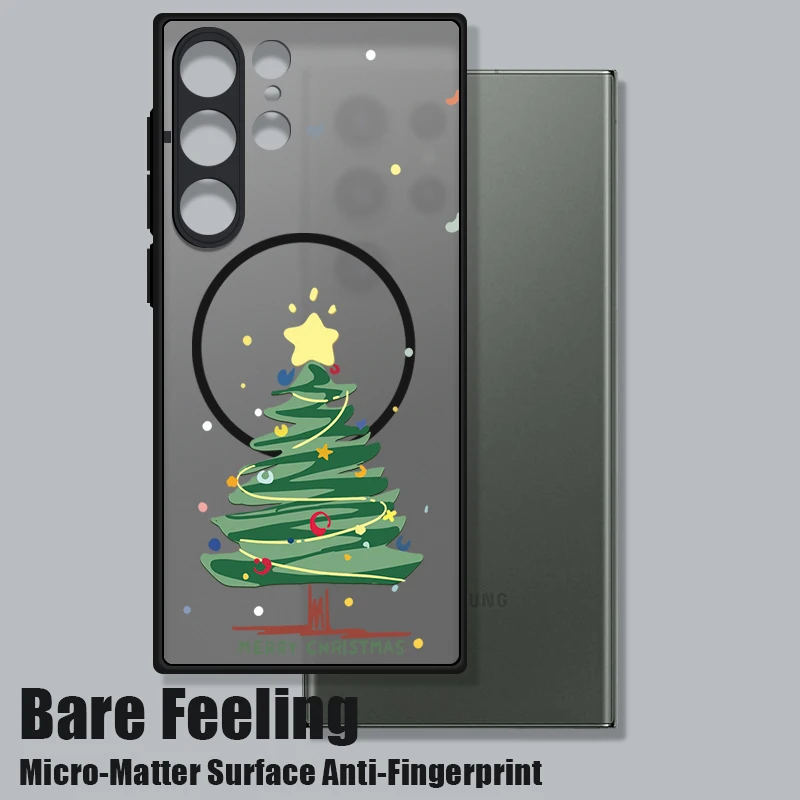 Funda de teléfono magnética de muñeco de nieve de Navidad para Samsung Galaxy S25 Edge S24 S23 S22 S25 Ultra S24 S23 Plus S24 S23 S21 FE TPU PC
