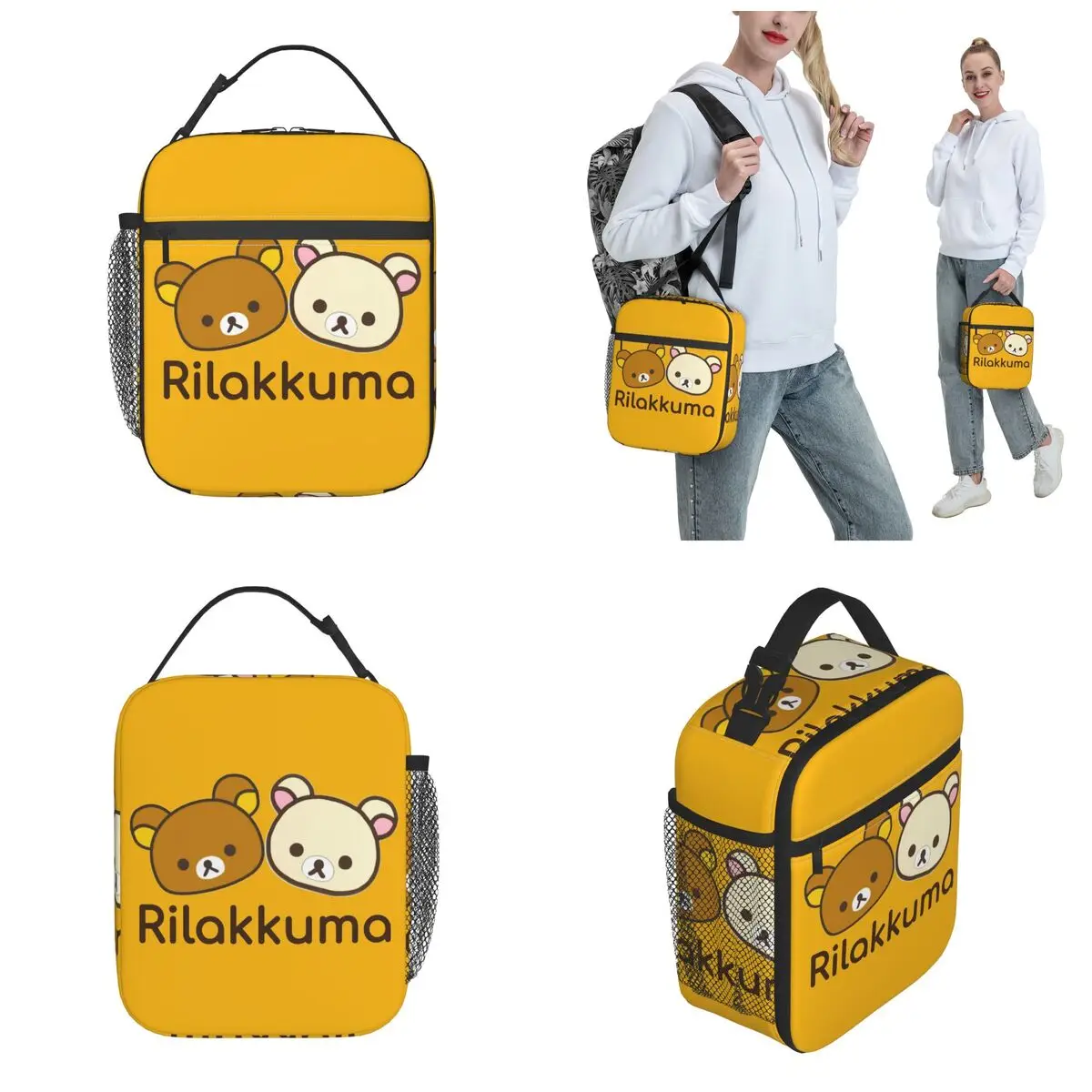 Rilakkuma And Korilakkuma Product Insulated Lunch Bag For Travel Food Storage Bag Portable Cooler Thermal Lunch Boxes