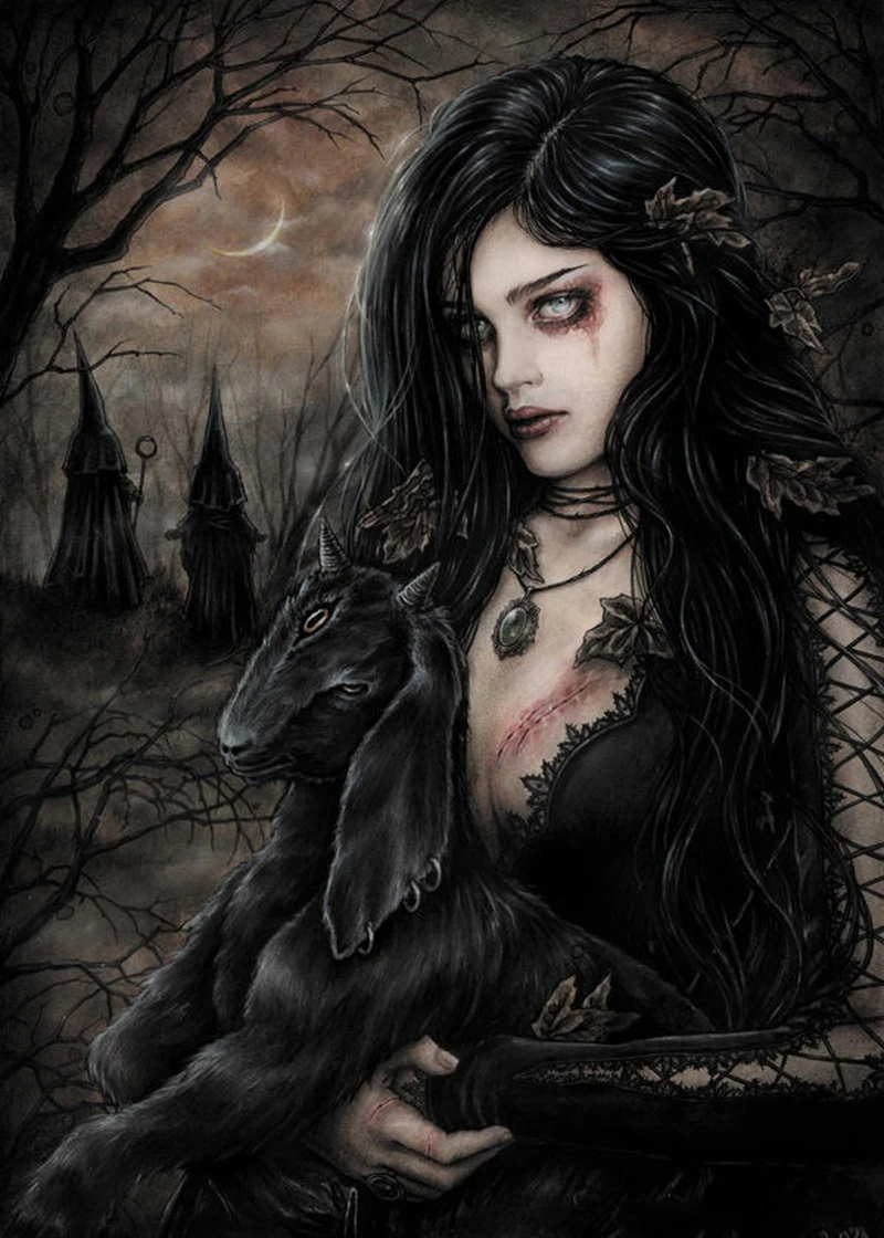 

Vampire Witch Gothic Dark 5D DIY Square&Round Diamond Painting Set Mosaic Art Home Decoration Gift Frameless