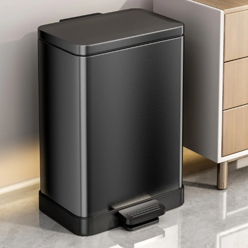 

Minimalism Waste Bins Household Kitchen Bathroom Trash Can with Lid Anti Odor Wastebasket Nordic Modern Metal Garbage Bins