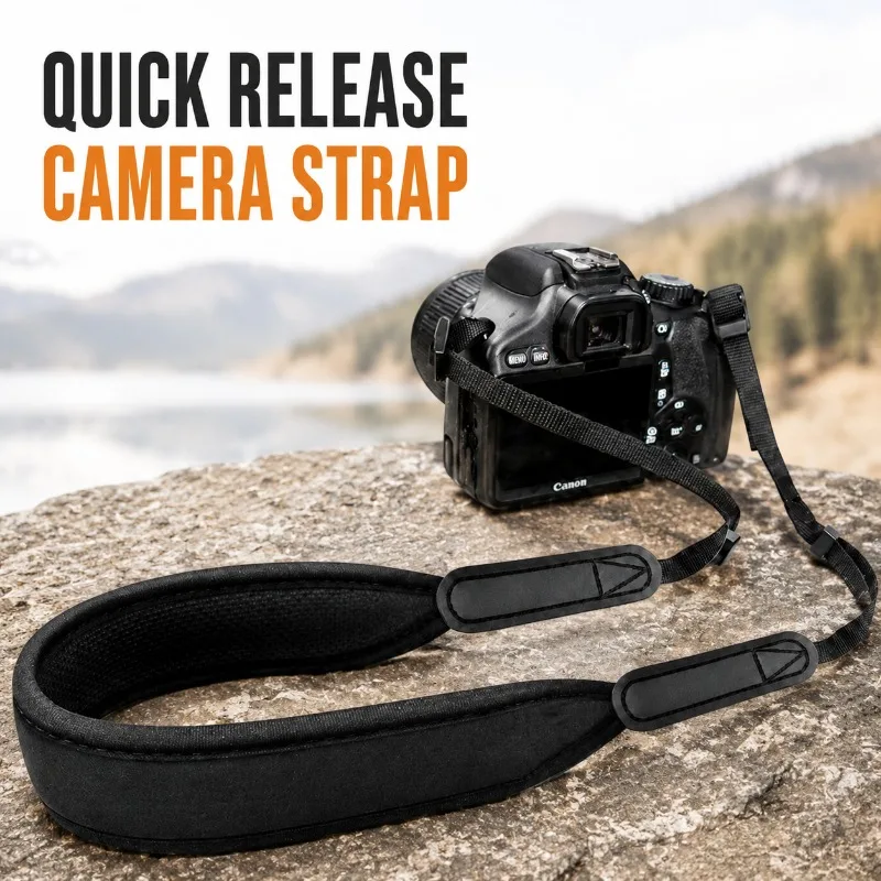 Eco‑friendly Neoprene Quick‑release Camera Strap Adjustable‑buckle Dual‑shoulder Sling for DSLR Camera Comfort‑fit Long‑type