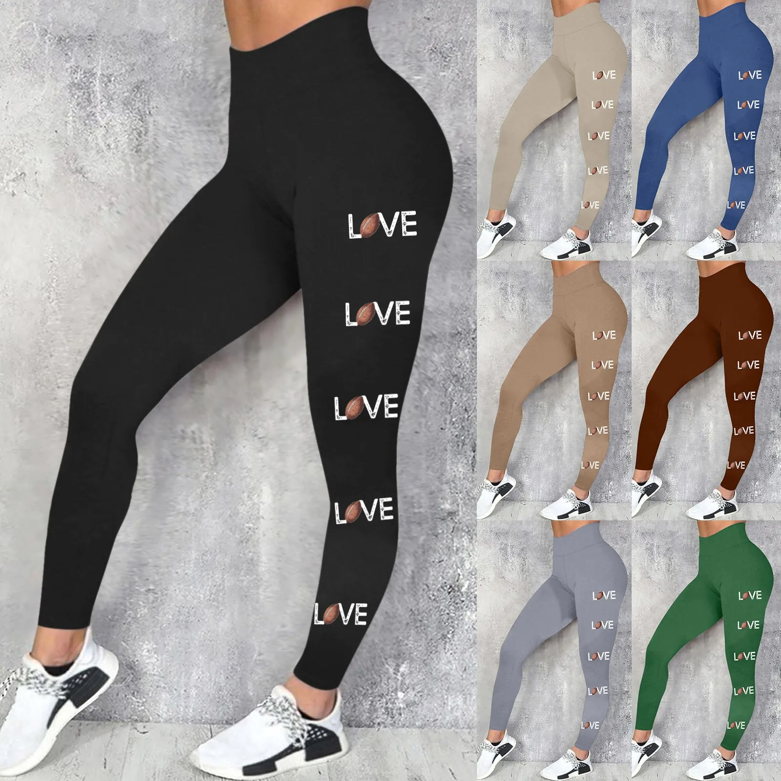 Legging olahraga wanita motif cinta, celana ketat lari kebugaran Gym wanita, celana Yoga Push Up pinggang tinggi