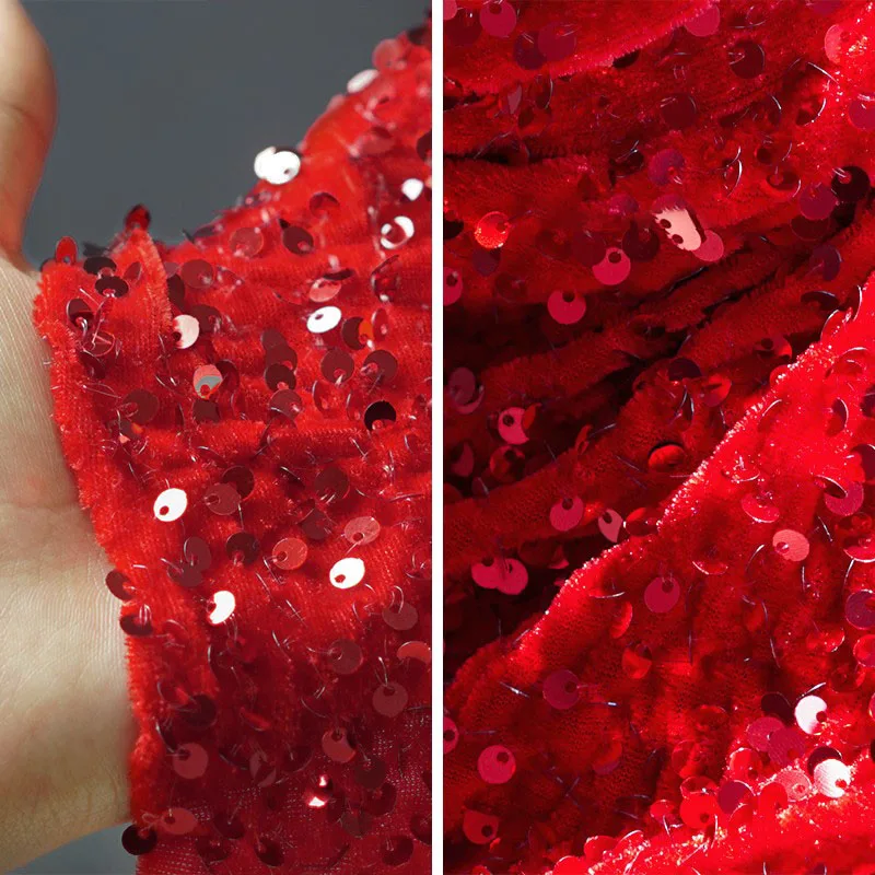 5mm sequined clothing fabric diamond velvet backing elastic dress princess skirt DIY handmade accessory short skirt