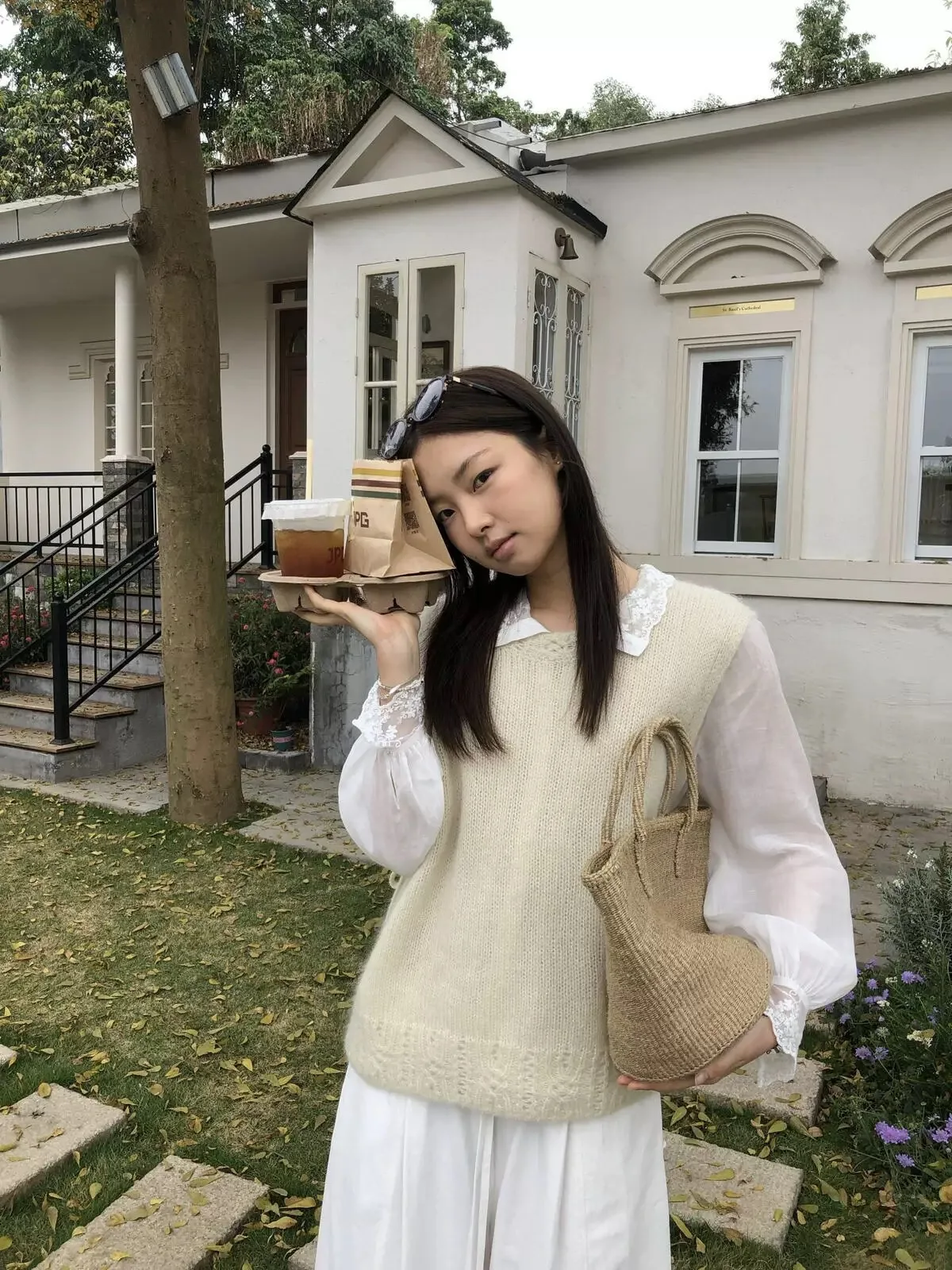 

Lilian Miluroom Early Spring Soft Cr Color Knitted Wide Casual Hook Flower Vest M5887 Commute Sle Loose Fit round Ne