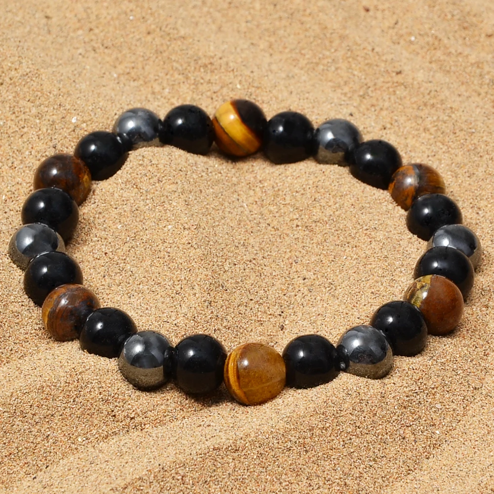 2pcs/set Women's Jewelry Set, Natural Tiger Eye Stone, Calm Thinking, Suitable for Women's Daily Wear