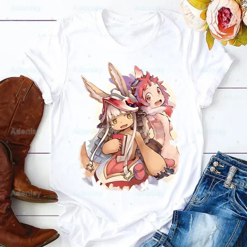 Made In Abyss Japanese Anime Women Tshirt Harajuku Riko Reg Print T shirt Lyza Nanachi Mitty T-shirt Casual Aesthetic Tshirt