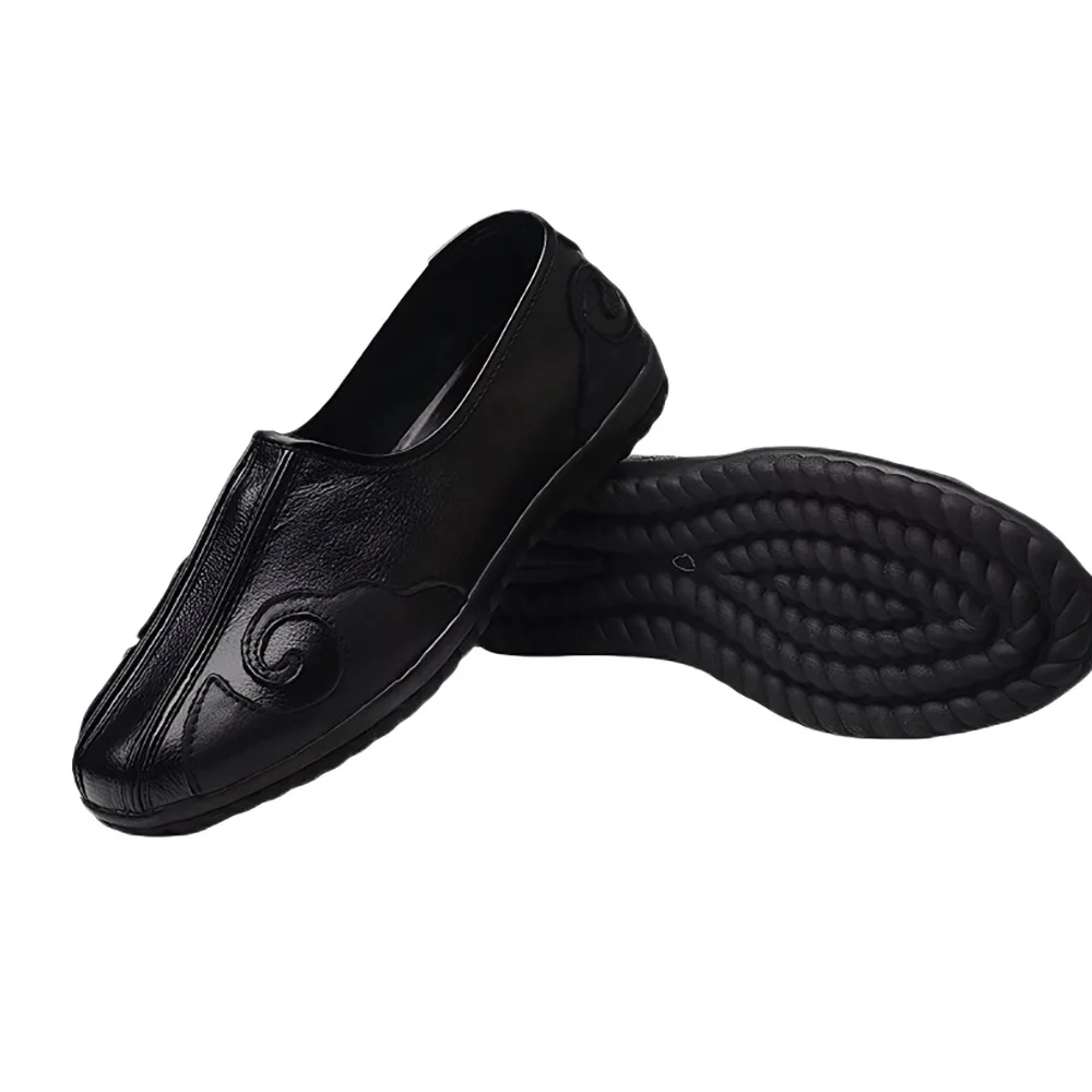 CLYFAN Kung Fu Shoes Genuine Leather Breathable Martial Arts Tai Chi PracticeFootwear,Daily Travelling for Men