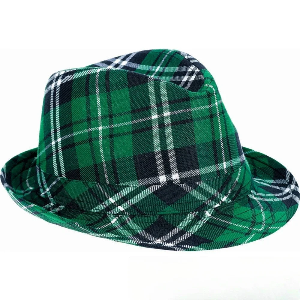 Conjuntos de sombreros de fieltro y pajarita a cuadros del Día de San Patricio, sombreros irlandeses verdes, accesorios de ropa de cosplay para fiesta para mujeres y hombres