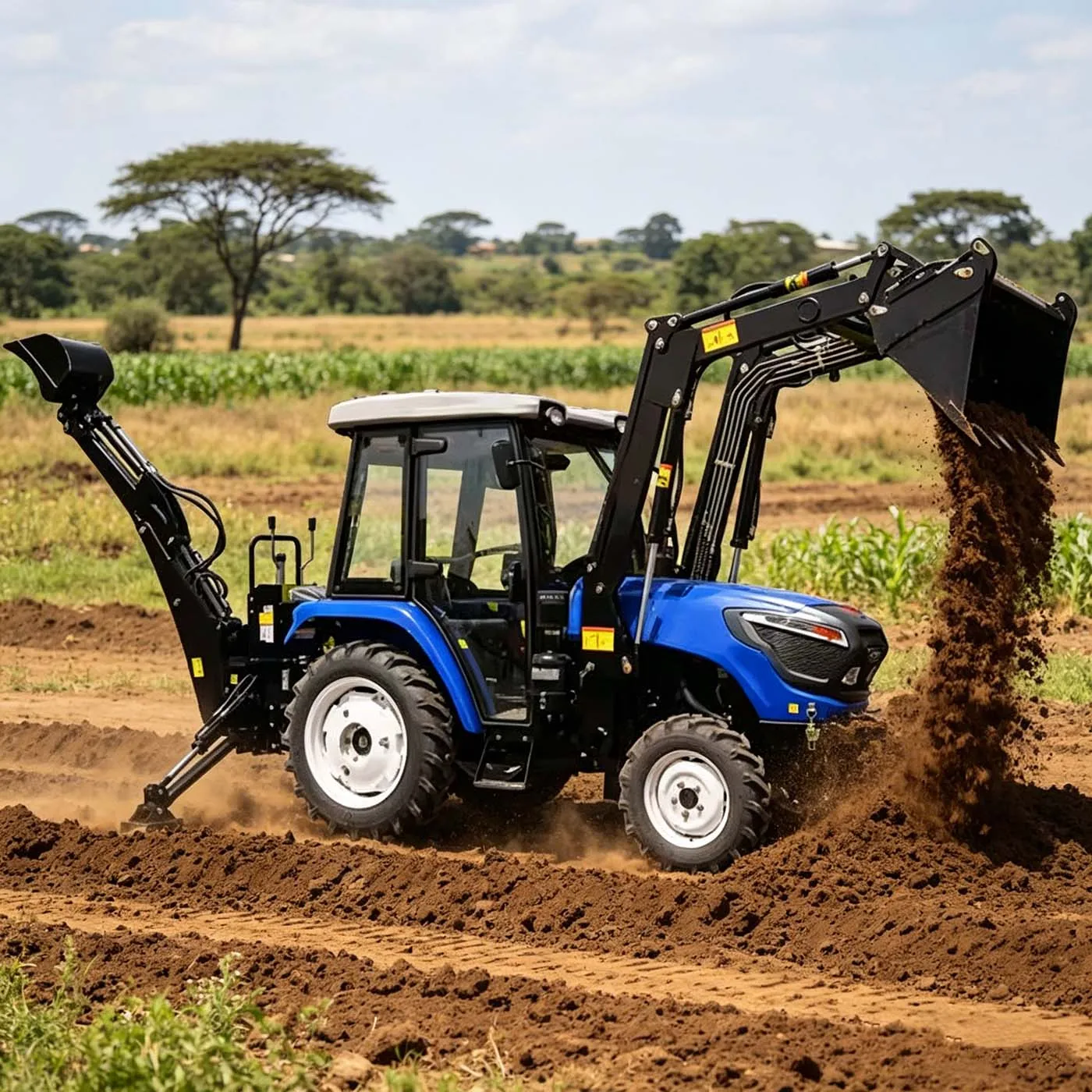 High Efficiency Backhoe Loader Earthmoving Machinery Front Loading Rear Digging Backhoe Loader