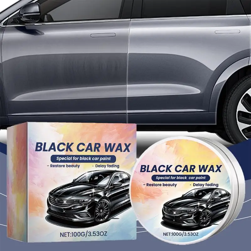 100g Black Car Wax Polish Car Crystal Plating Set Auto Scratch Repair Wax UV Protection Car Scratch Repair Paste with Sponge